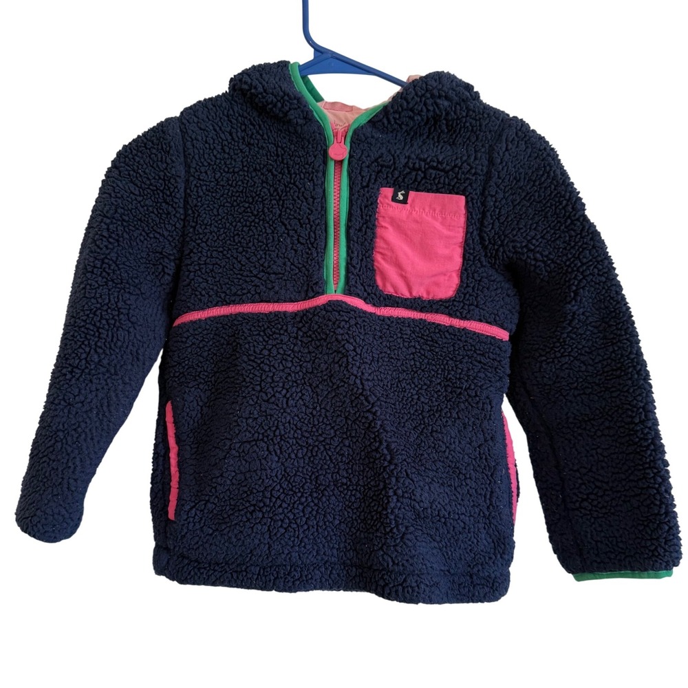 Joules Girls Hoodie Fleece Outwear Jacket Navy ColorBlock Size 8 1/2 Zip